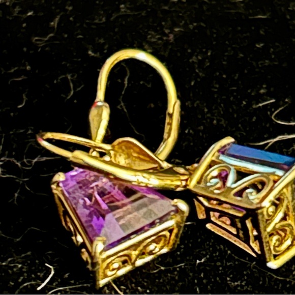 Sterling 925 and Amethyst Vintage Earrings - Picture 4 of 4